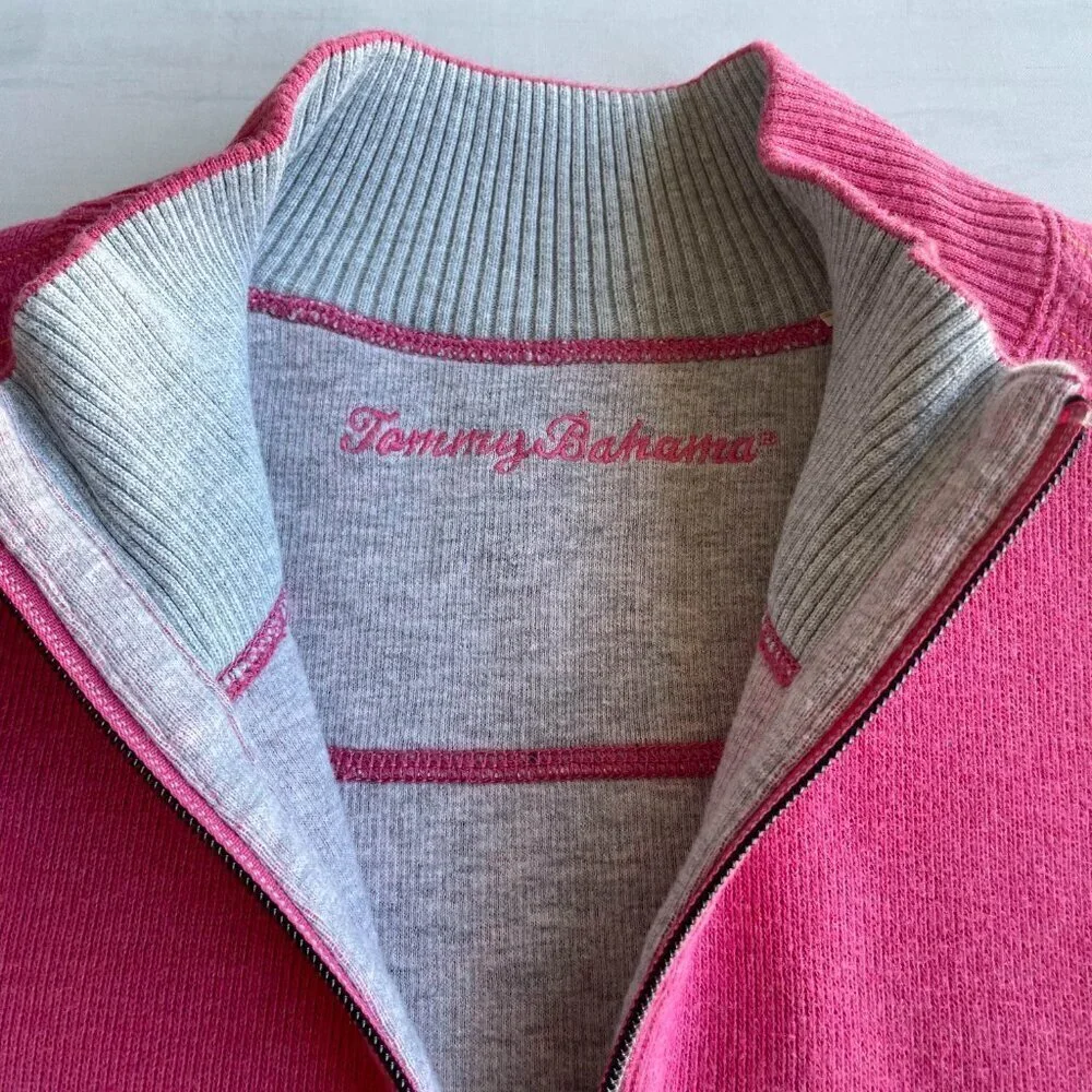Tommy‎ Bahama Woman's Pink Pullover Quarter Zip, Heavyweight Heavy Kit Thick